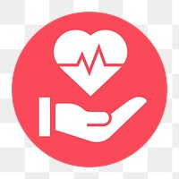 Heartbeat hand png icon sticker, circle badge, transparent background