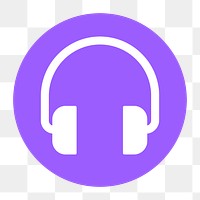 Headphones, music png icon sticker, circle badge, transparent background