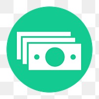 Dollar bills png icon sticker, circle badge, transparent background