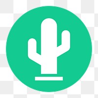 Cactus png icon sticker, circle badge, transparent background