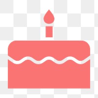 Birthday cake icon png sticker, flat design, transparent background