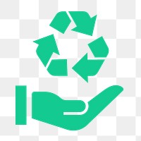 Recycle hand icon png sticker, flat design, transparent background