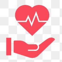 Heartbeat hand icon png sticker, flat design, transparent background