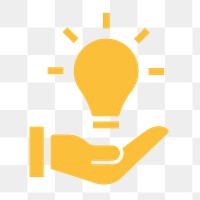 Light bulb png hand icon sticker, flat design, transparent background