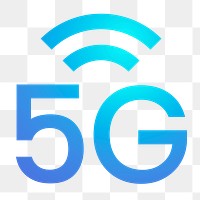 5G network icon png sticker, gradient design, transparent background