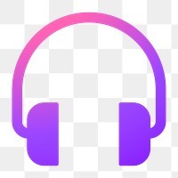 Headphones png music icon sticker, gradient design, transparent background