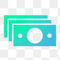 Dollar bills icon png sticker, gradient design, transparent background