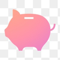 Piggy bank icon png sticker, gradient design, transparent background