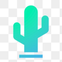 Cactus icon png sticker, gradient design, transparent background