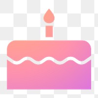 Birthday cake icon png sticker, gradient design, transparent background