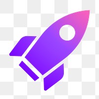 Rocket icon png sticker, gradient design, transparent background