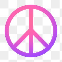 Peace symbol icon png sticker, gradient design, transparent background