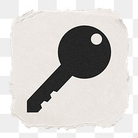 Key, safety png icon sticker, ripped paper design, transparent background