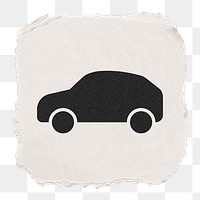 EV car png icon sticker, ripped paper design, transparent background