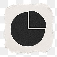 Pie chart png icon sticker, ripped paper design, transparent background