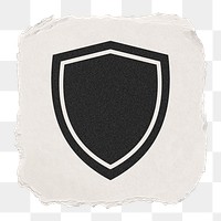 Shield, protection png icon sticker, ripped paper design, transparent background