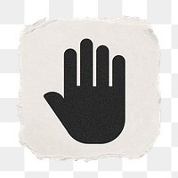 Hand png icon sticker, ripped paper design, transparent background