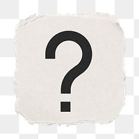 Question mark png icon sticker, ripped paper design, transparent background