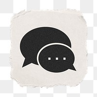 Speech bubble png icon sticker, ripped paper design, transparent background