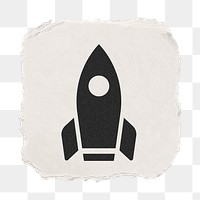 Rocket png icon sticker, ripped paper design, transparent background