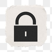 Lock, privacy png icon sticker, ripped paper design, transparent background