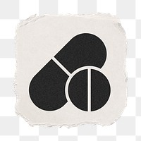 Medicine png icon sticker, ripped paper design, transparent background