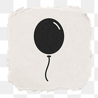 Floating balloon png icon sticker, ripped paper design, transparent background