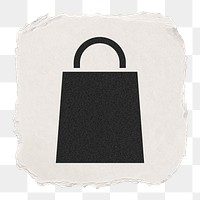 Shopping bag png icon sticker, ripped paper design, transparent background