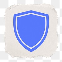 Shield, protection png icon sticker, ripped paper design, transparent background