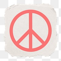 Peace symbol png icon sticker, ripped paper design, transparent background