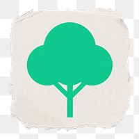 Tree, environment png icon sticker, ripped paper design, transparent background