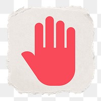 Hand png icon sticker, ripped paper design, transparent background
