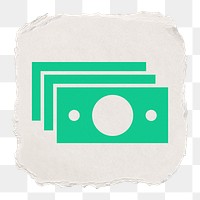 Dollar bills png icon sticker, ripped paper design, transparent background