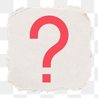 Question mark png icon sticker, ripped paper design, transparent background