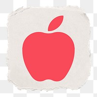 Apple png icon sticker, ripped paper design, transparent background