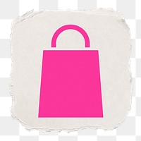 Shopping bag png icon sticker, ripped paper design, transparent background