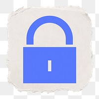 Lock, privacy png icon sticker, ripped paper design, transparent background