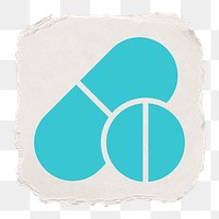 Medicine png icon sticker, ripped paper design, transparent background