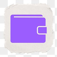 Wallet payment png icon sticker, ripped paper design, transparent background