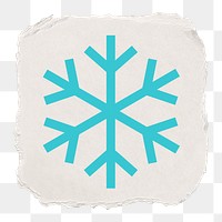 Snowflake png icon sticker, ripped paper design, transparent background