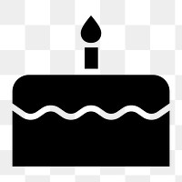 Birthday cake icon png sticker, simple flat design, transparent background