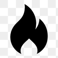 Flame icon png sticker, simple flat design, transparent background