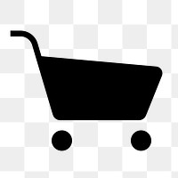 Shopping cart icon png sticker, simple flat design, transparent background