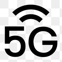 5G network icon png sticker, simple flat design, transparent background