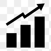 Growing bar png charts icon sticker, simple flat design, transparent background