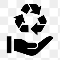 Recycle hand icon png sticker, simple flat design, transparent background