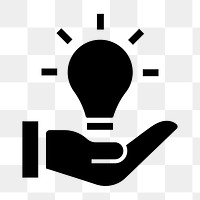 Light bulb png hand icon sticker, simple flat design, transparent background