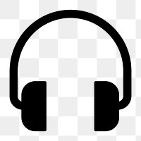 Headphones png music icon sticker, simple flat design, transparent background