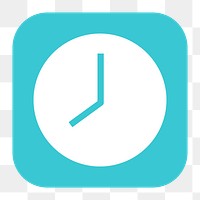 Clock png sticker, flat square icon, transparent background