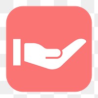 Cupping hand png sticker, flat square icon, transparent background